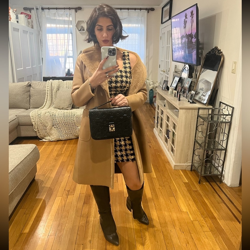 House of Harlow two piece matching houndstooth tweed top and mini skirt set